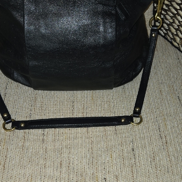 Coach Gold and Black Satchel with Textured Leather - Picture 3 of 7